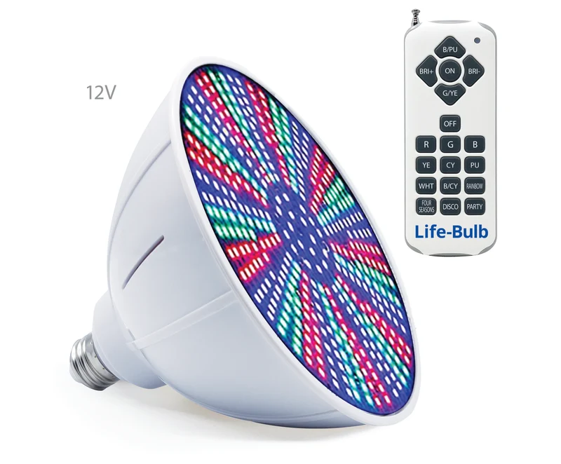 Life-Bulb Color LED Pool Bulb (E27 Base) | Replaces Pentair Amerlite & Hayward AstroLite (12V Low Voltage / 40W) | Lifetime Replacement Program