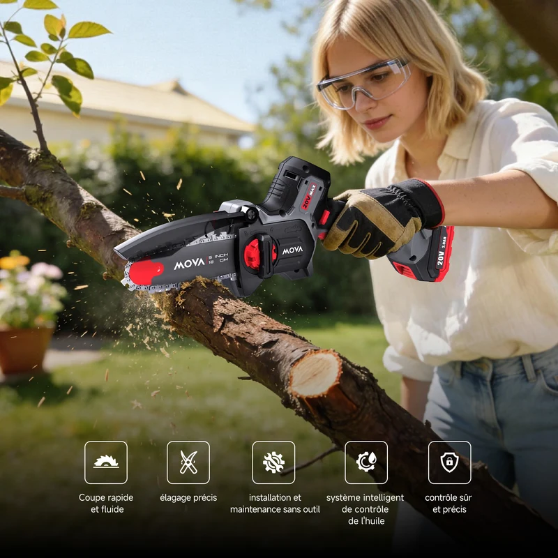 MOVA GC205 Scie d'élagage sans balais 20 V, 12 cm