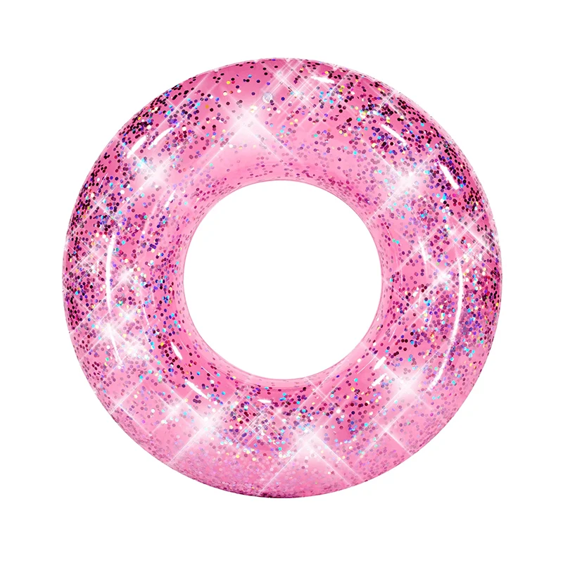 Anneau de nage rose à paillettes