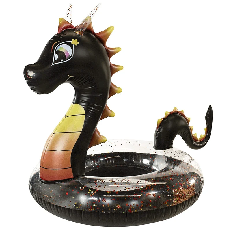 Gonflable dragon noir pailleté