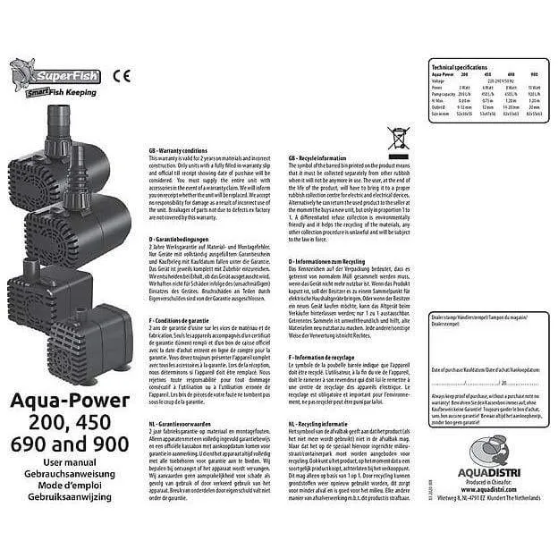Filtre Aquapower 450 - 450L/H - Superfish