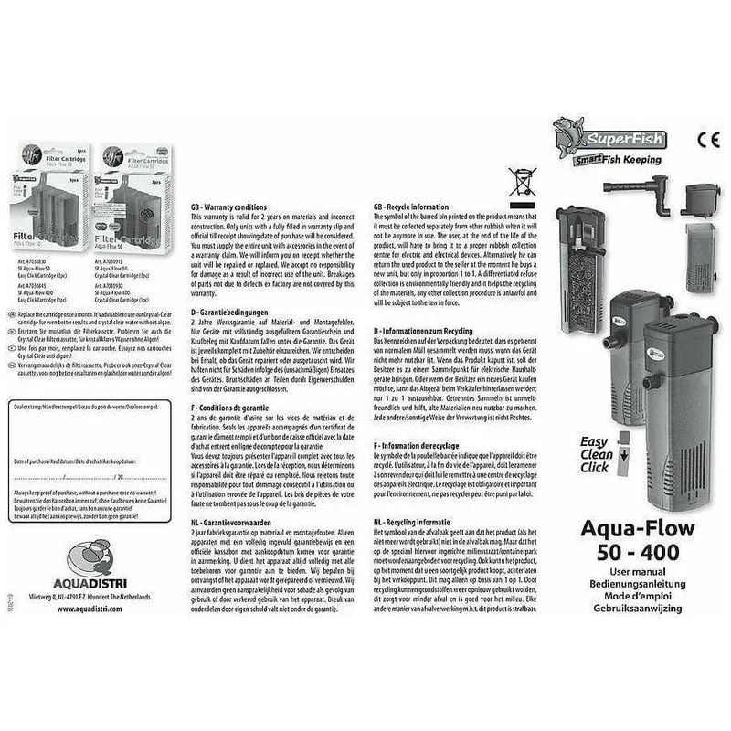 Filtre interne Superfish Sf aqua-flow 50 - 100L/H