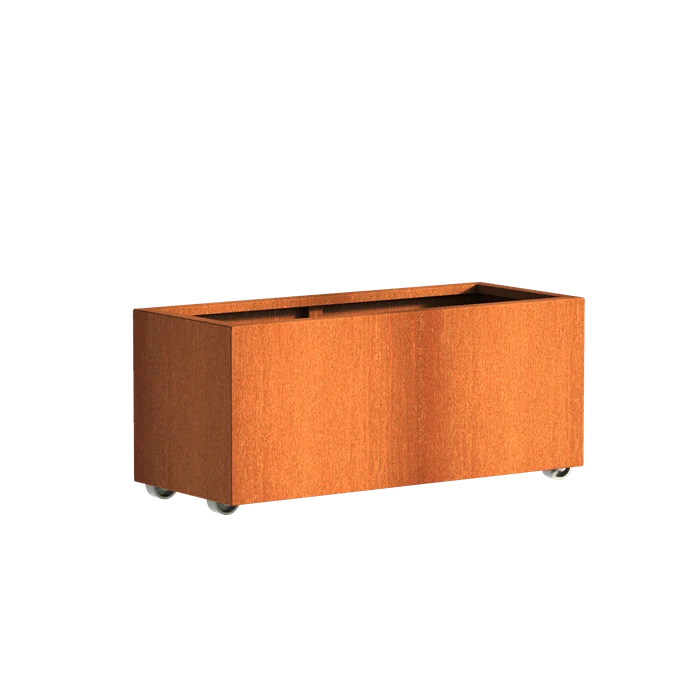Jardinière en corten - Andes sur roulettes 1.2m x 0.5m x 0.5m
