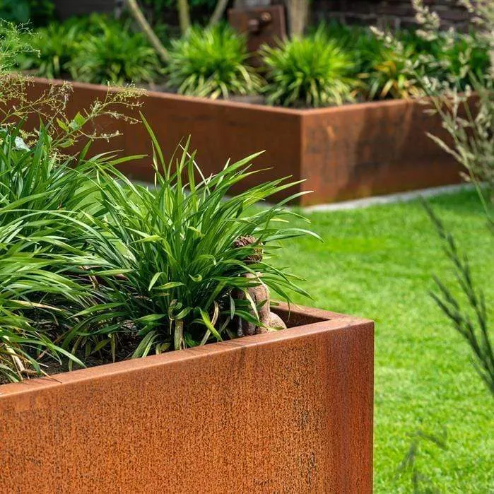 Jardinière en corten - Andes sur roulettes 1.2m x 0.5m x 0.5m