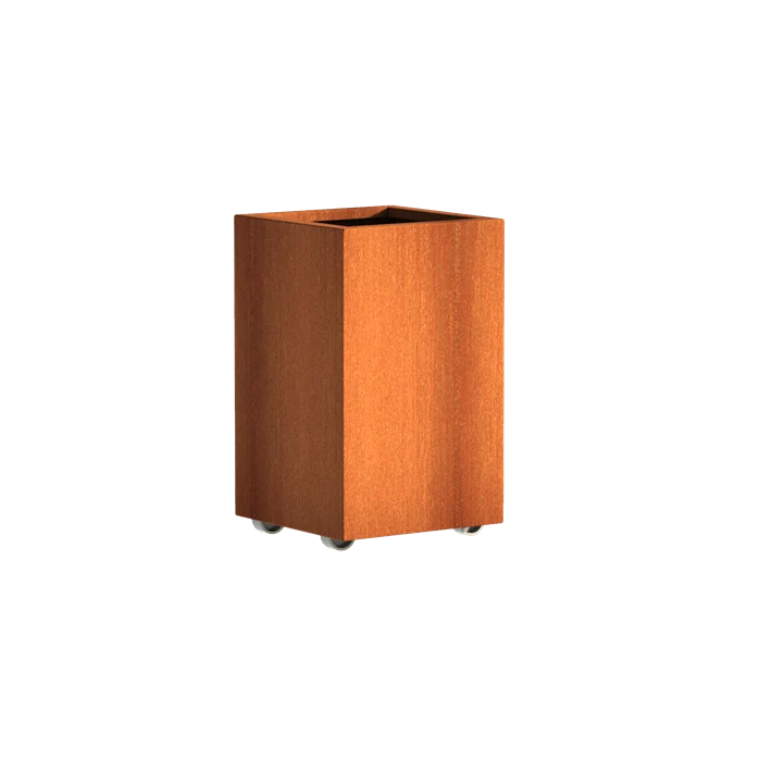 Jardinière en corten - Andes sur roulettes 0.5m x 0.5m x 0.8m