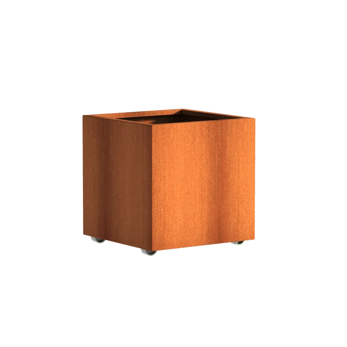Jardinière en corten - Andes sur roulettes 0.7m x 0.7m x 0.7m
