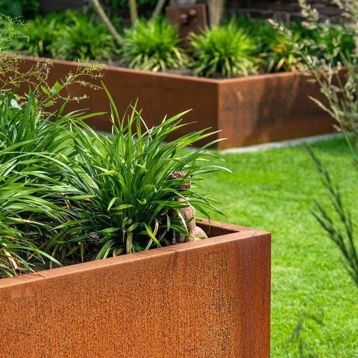 Jardinière en corten - Andes sur roulettes 1m x 1m x 0.4m
