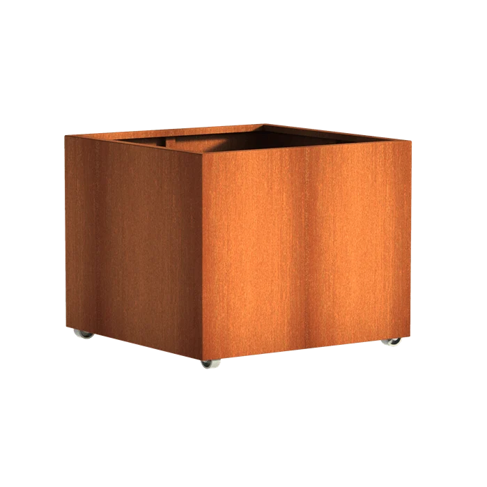 Jardinière en corten - Andes sur roulettes 1m x 1m x 0.8m