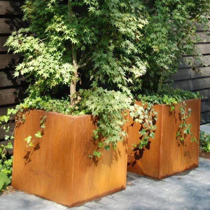 Jardinière en corten - Andes carré haut 0.4m x 0.4m x 1m