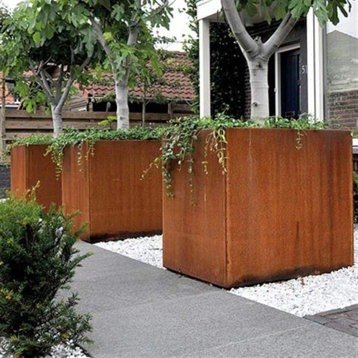 Jardinière en corten - Andes carré haut 0.4m x 0.4m x 0.6m