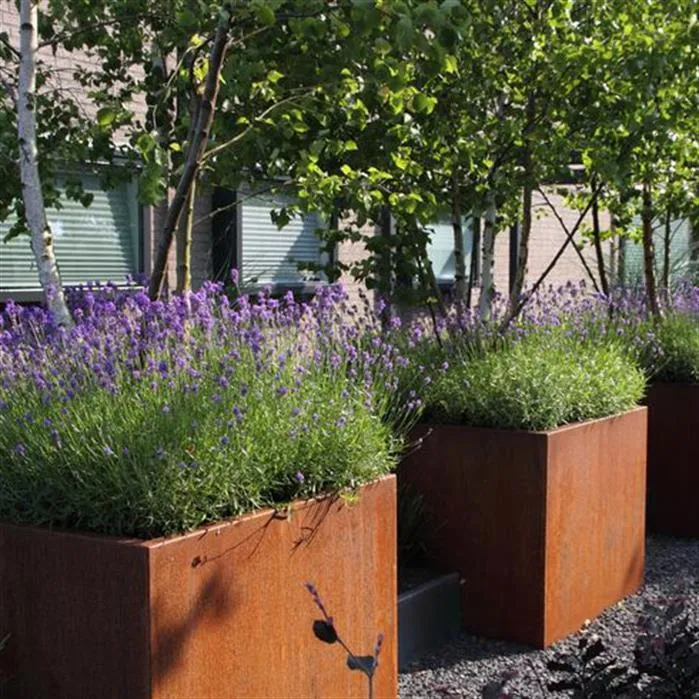 Jardinière en corten - Andes carré haut 0.4m x 0.4m x 0.6m