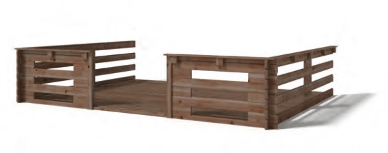 Telhado e varanda Budapest para abrigo em madeira castanha 400 x 300 cm