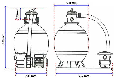 Filtro depuradora monobloc 500 con bomba. QP
