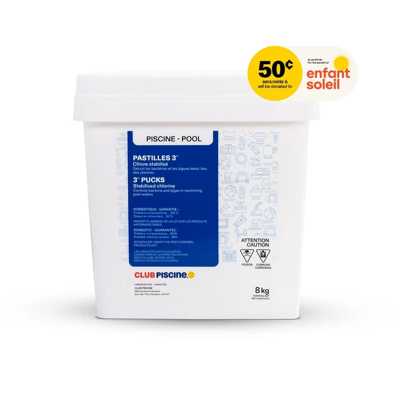 Pastilles de chlore de 3 pouces - 8 kg