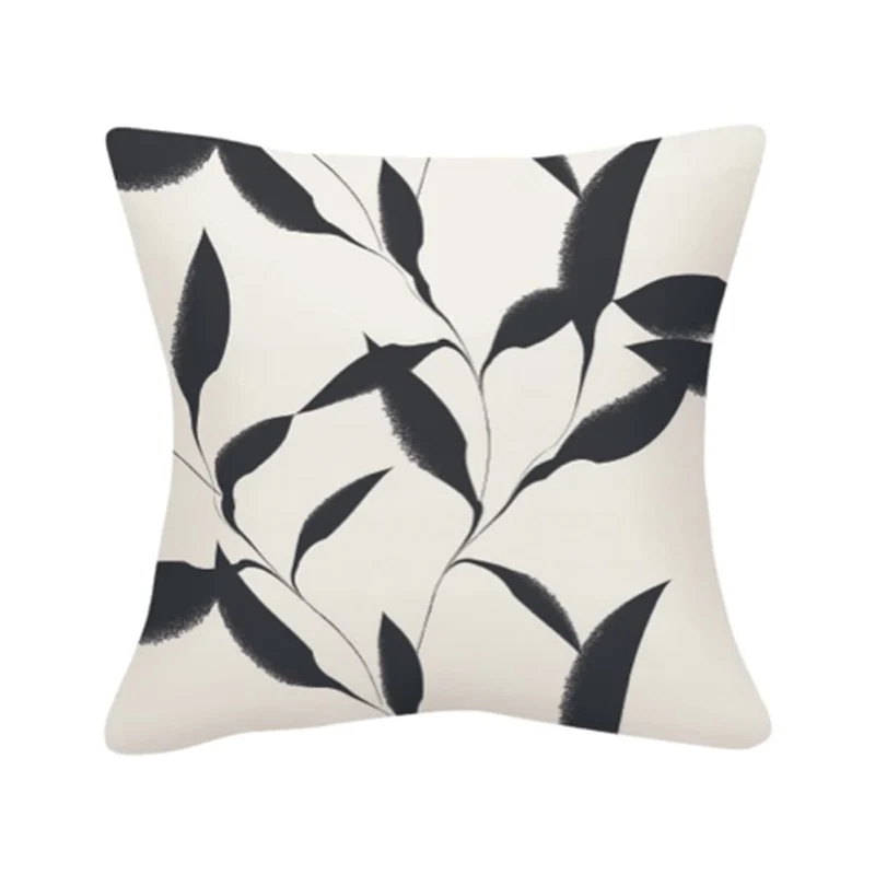 Coussin extérieur 18 x 18 po - Feuilles noires