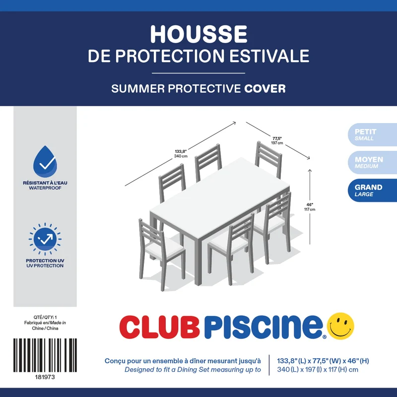 Housse protectrice d'été pour ensemble à dîner