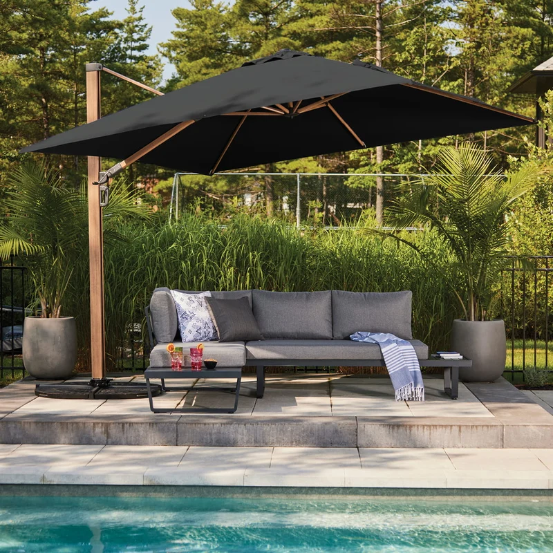 Parasol suspendu Deluxe avec fini bois - 10 pi (3 m)