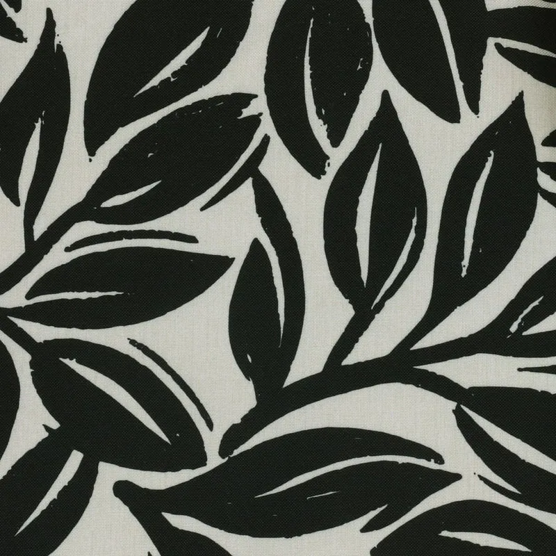Coussin extérieur 18 x 18 po - Feuilles Imprimées Noir