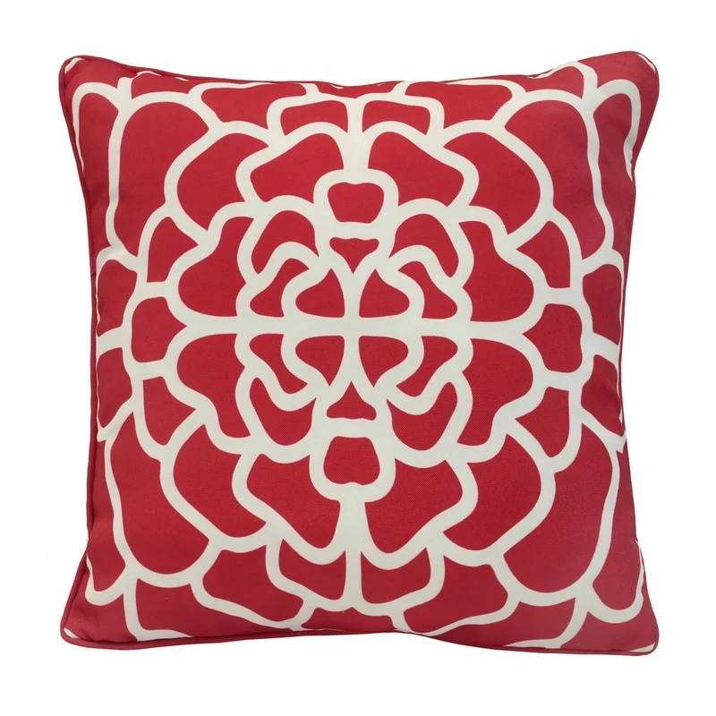 Coussin extérieur 18 x 18 po - Rouge salsa imprimé