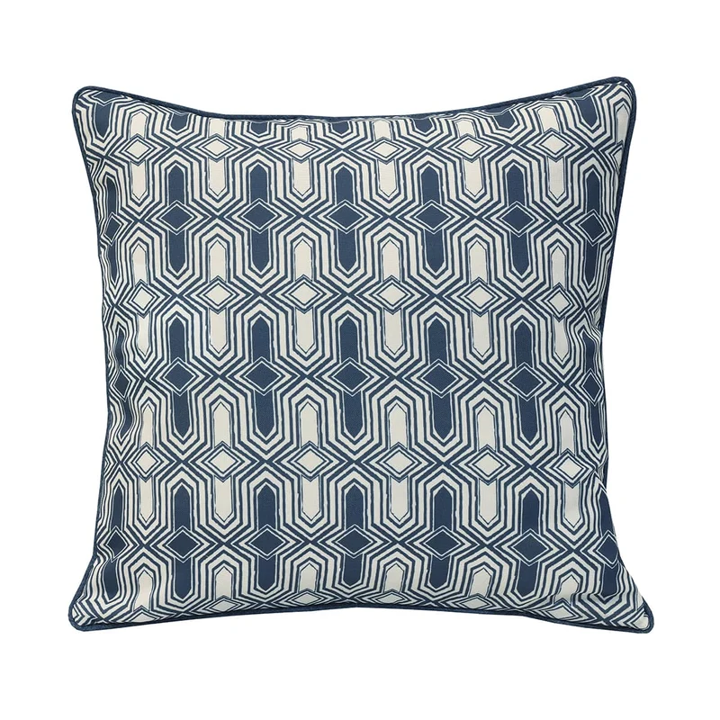 Coussin extérieur 18 x 18 po - Imprimé géo bleu