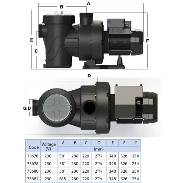 Verdon ES pompe de piscine 1,5 PK/230V - Pompe pour piscine