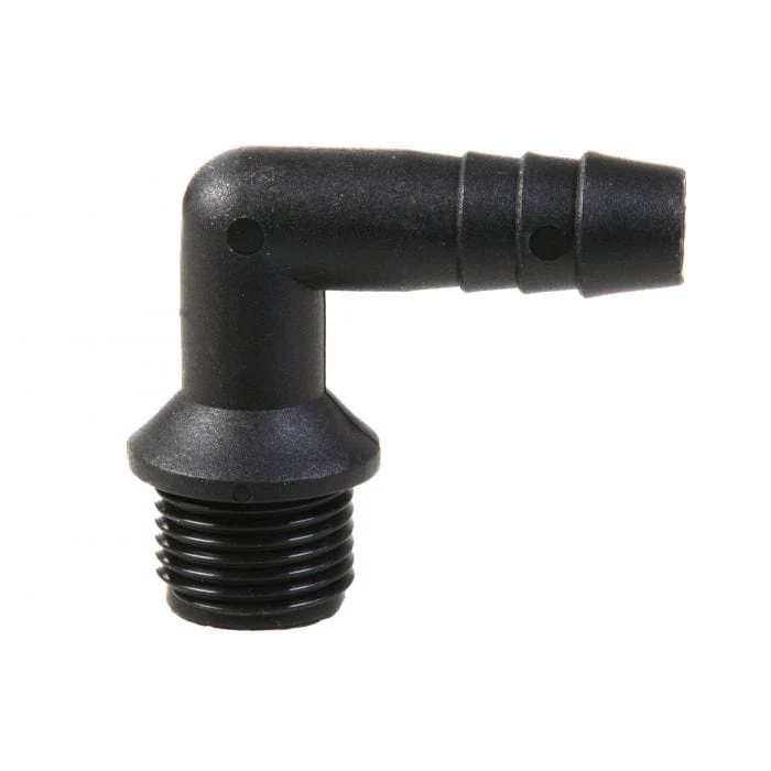 Embout de flexible 90° PP noir - À filet extérieur
