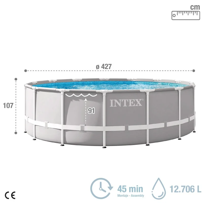 Intex Prism Frame Piscina Redonda Desmontable 427x107 cm con Depuradora