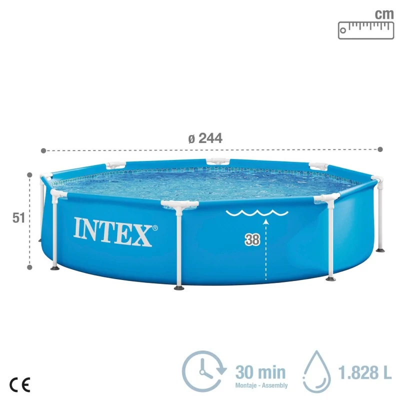 Intex Metal Frame Piscina Desmontable Redonda 244x51cm 1828L Azul