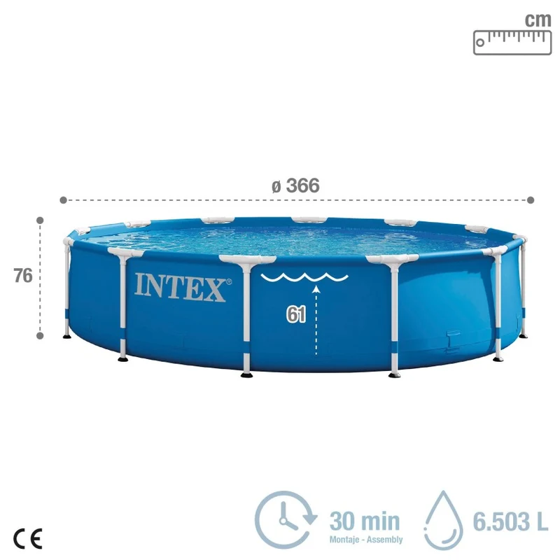 Intex Metal Frame Piscina Desmontable Circular 366x76cm 6503L