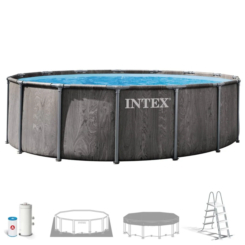 Intex Greywood Prism Frame Piscina Desmontable Redonda 457x122 cm Depuradora