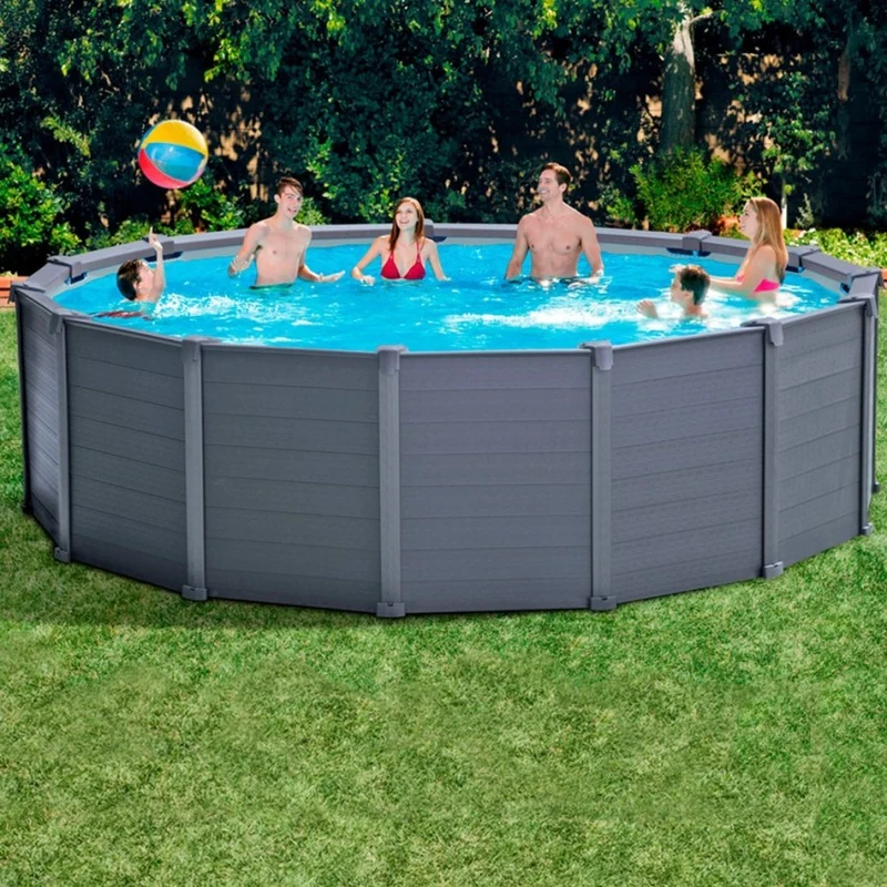 Intex Graphite Grey Panel Piscina Desmontable Redonda 478x124cm 16805L