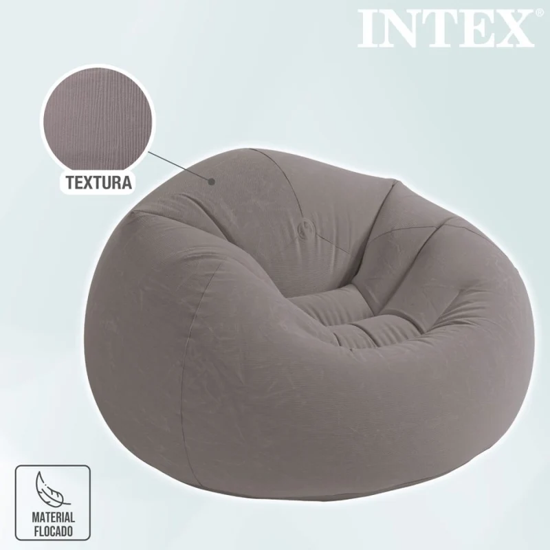 Intex Beanless Bag Sillón Hinchable Ergonómico Gris 114x114x71cm