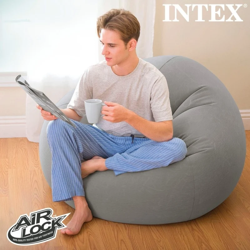 Intex Beanless Bag Sillón Hinchable Ergonómico Gris 114x114x71cm