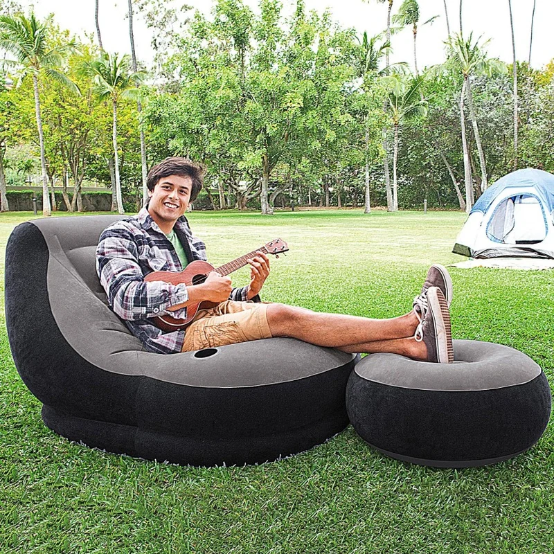 Intex Ultra Lounge Sillón Hinchable con Reposapiés Gris