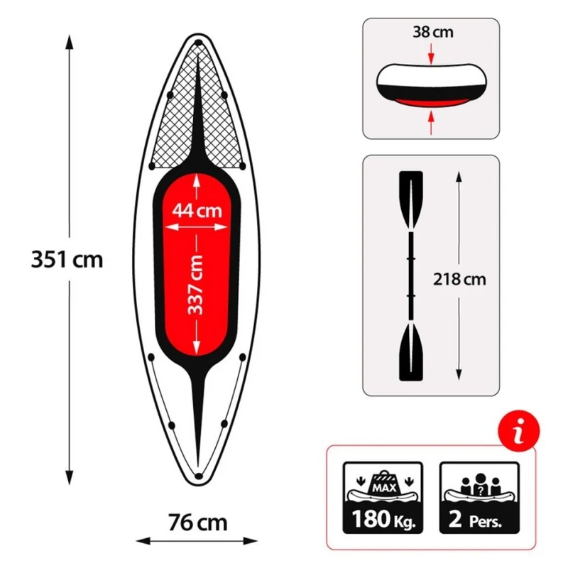 Intex Challenger K2 Kayak Hinchable 2 Personas 351x76x38 cm