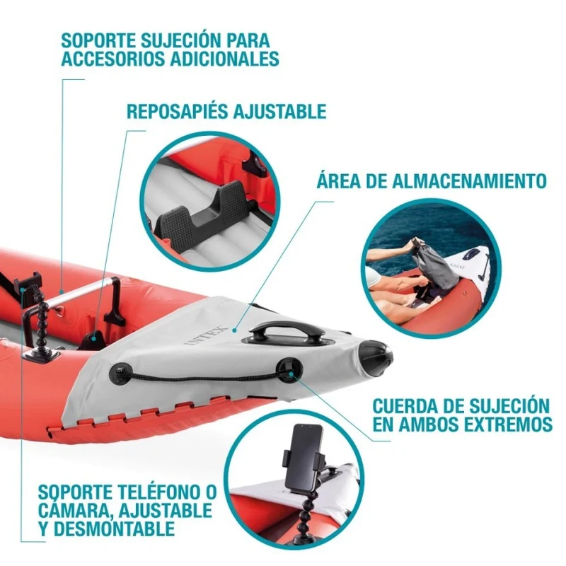 Intex Excursion Pro Kayak Hinchable Individual 305cm Rojo