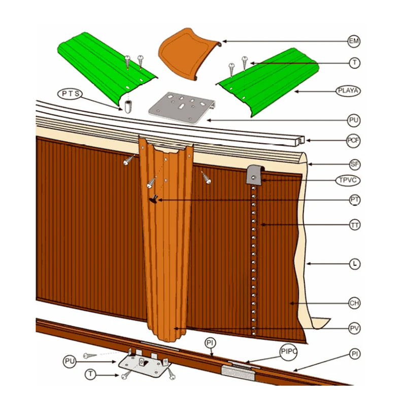 Playas superiores GRE 140 cm madera – Pack 10 – Ref. PLYW15101400