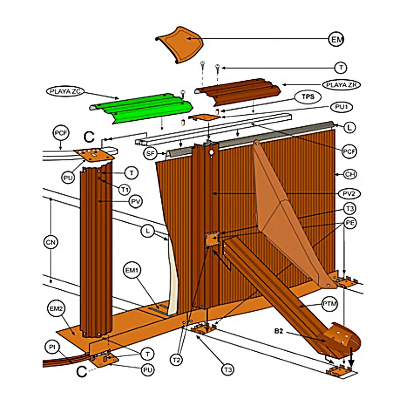 Playas superiores GRE 136,5 cm madera – Pack 8 – Ref. PLYW15081365