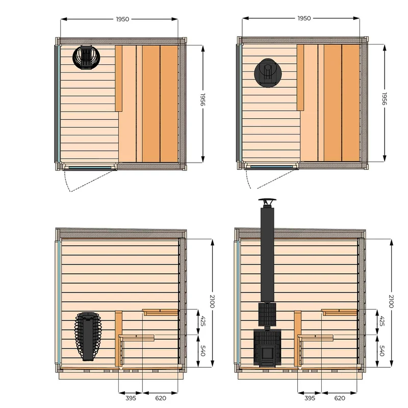 Sauna FinVision Dawn porte à droite