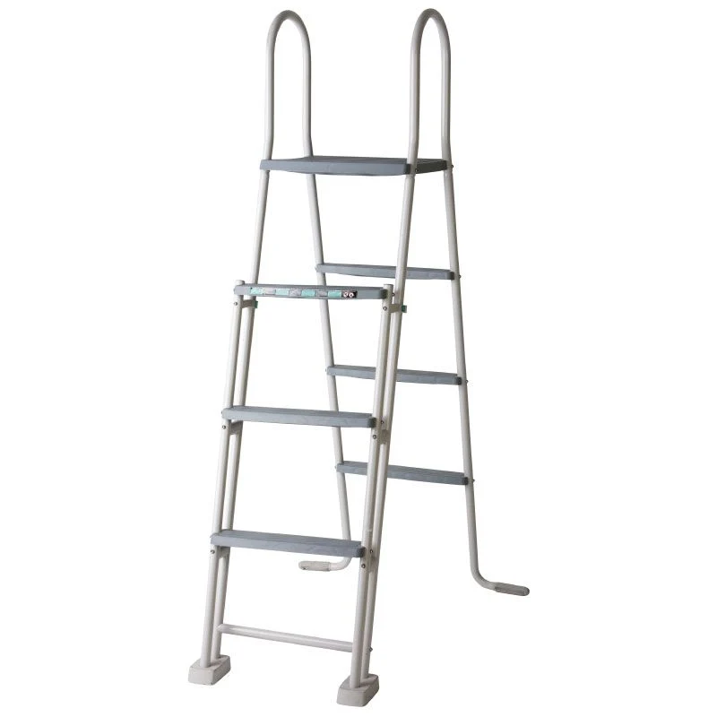 Escalera de seguridad con plataforma para piscinas elevadas 120-132 cm. GRE.