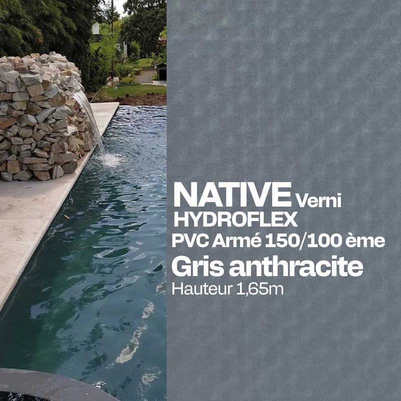 PVC armé Hydroflex Native verni piscine 1,65 X 25 m