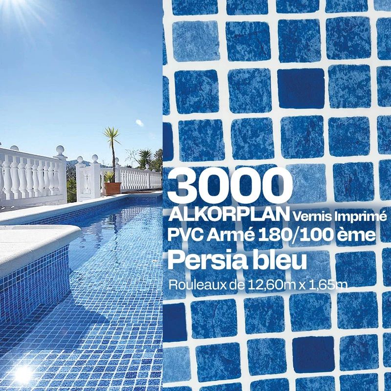 PVC armé Alkorplan 3000 antidérapant 12,60 x 1,65 m piscine