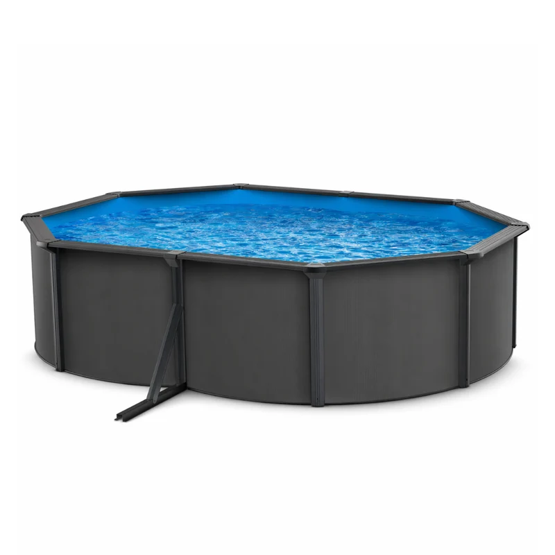 Piscina elevada sin obra de acero ovalada antracita