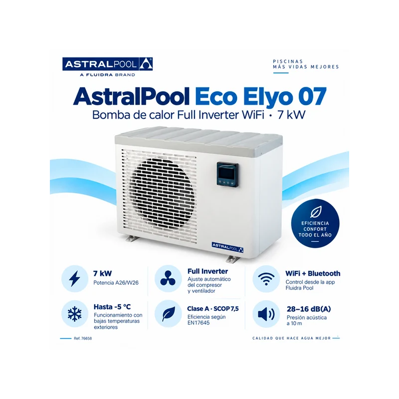 Bomba de calor AstralPool Eco Elyo 07 Full Inverter WiFi – 7 kW