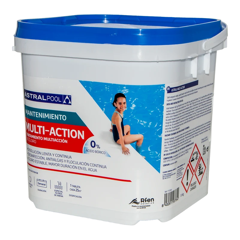 Cloro multiacción AstralPool tabletas 250 g (5 kg) para piscinas