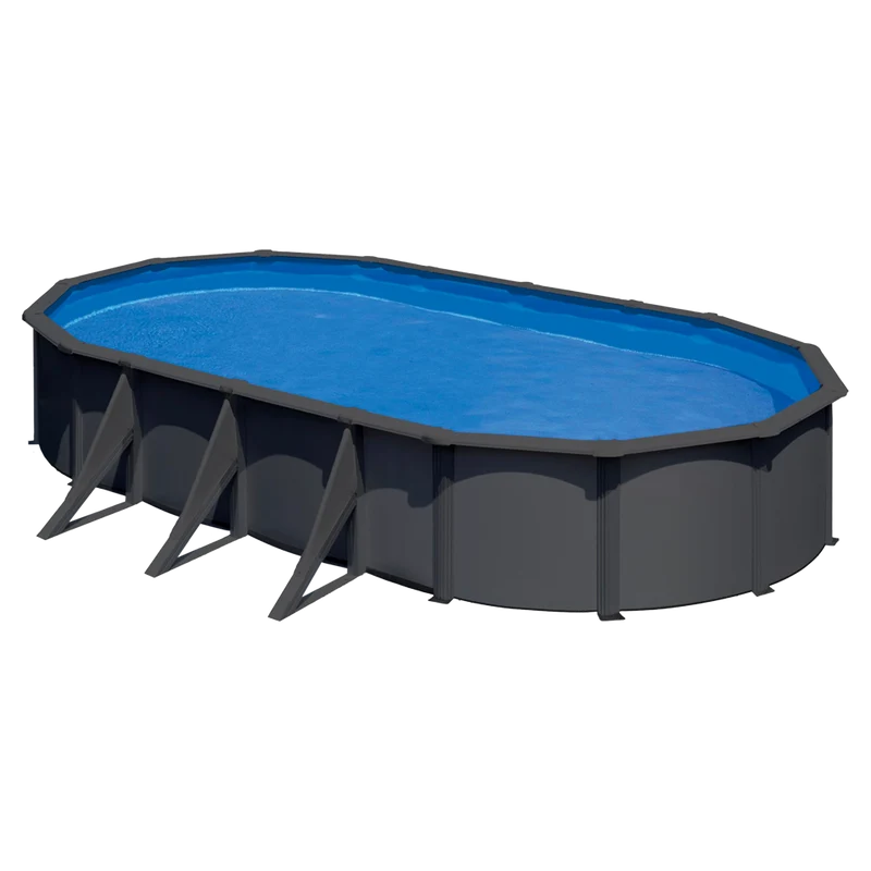 Piscina desmontable ovalada GRE 730x375x132 cm con depuradora de arena KITPROV738GY