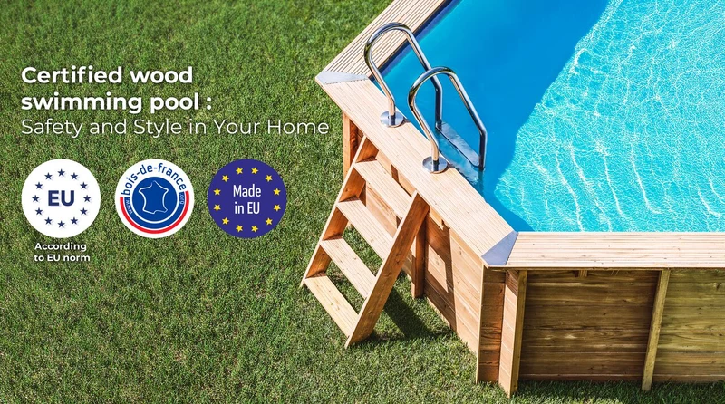 Piscina elevada de madera GRE Vasto redonda Ø428x136 cm - Ref. 790302