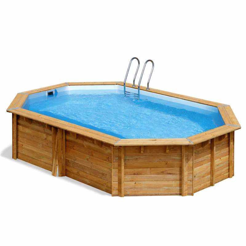 Piscina elevada de madera GRE Canelle 2 ovalada 535×335×117 cm - Ref. 7900872