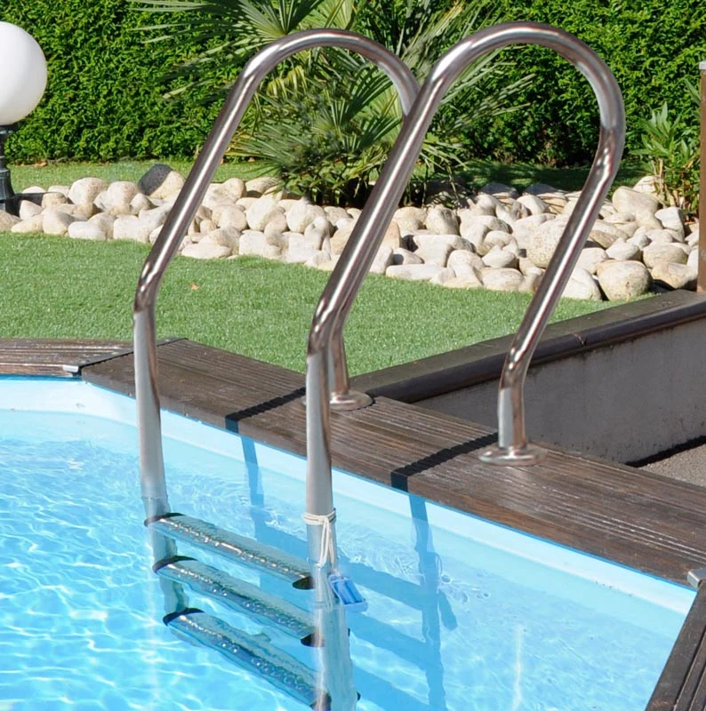 Piscina elevada de madera GRE Vasto redonda Ø428x136 cm - Ref. 790302