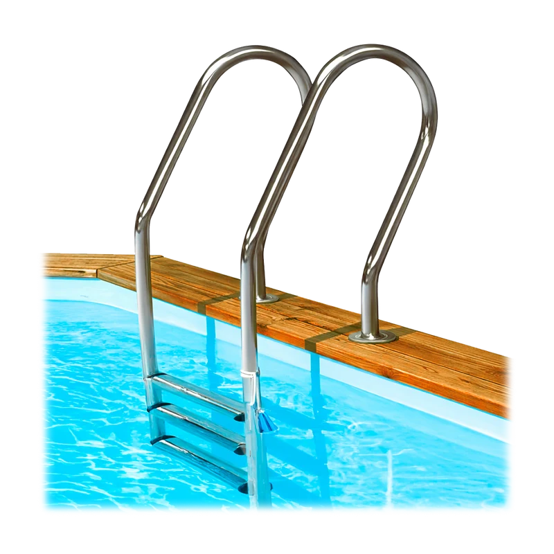 Piscina elevada de madera GRE Vermela ovalada 672x472x146 - Ref. 790098